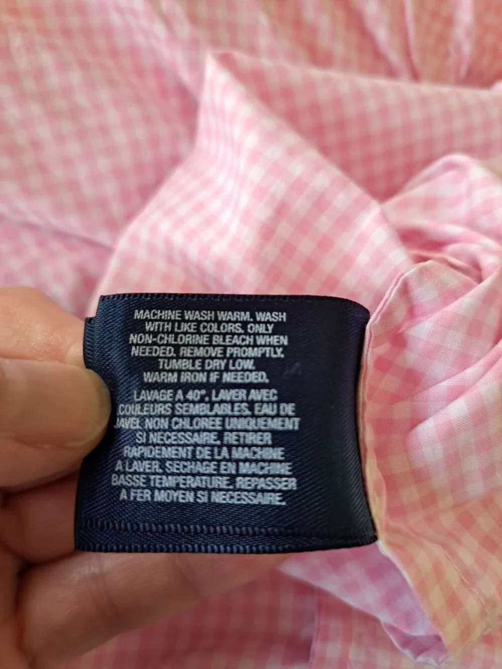 Ralph Lauren Girls Pink Gingham Button Dress 14 Cotton 3/4 Sleeves Green Logo